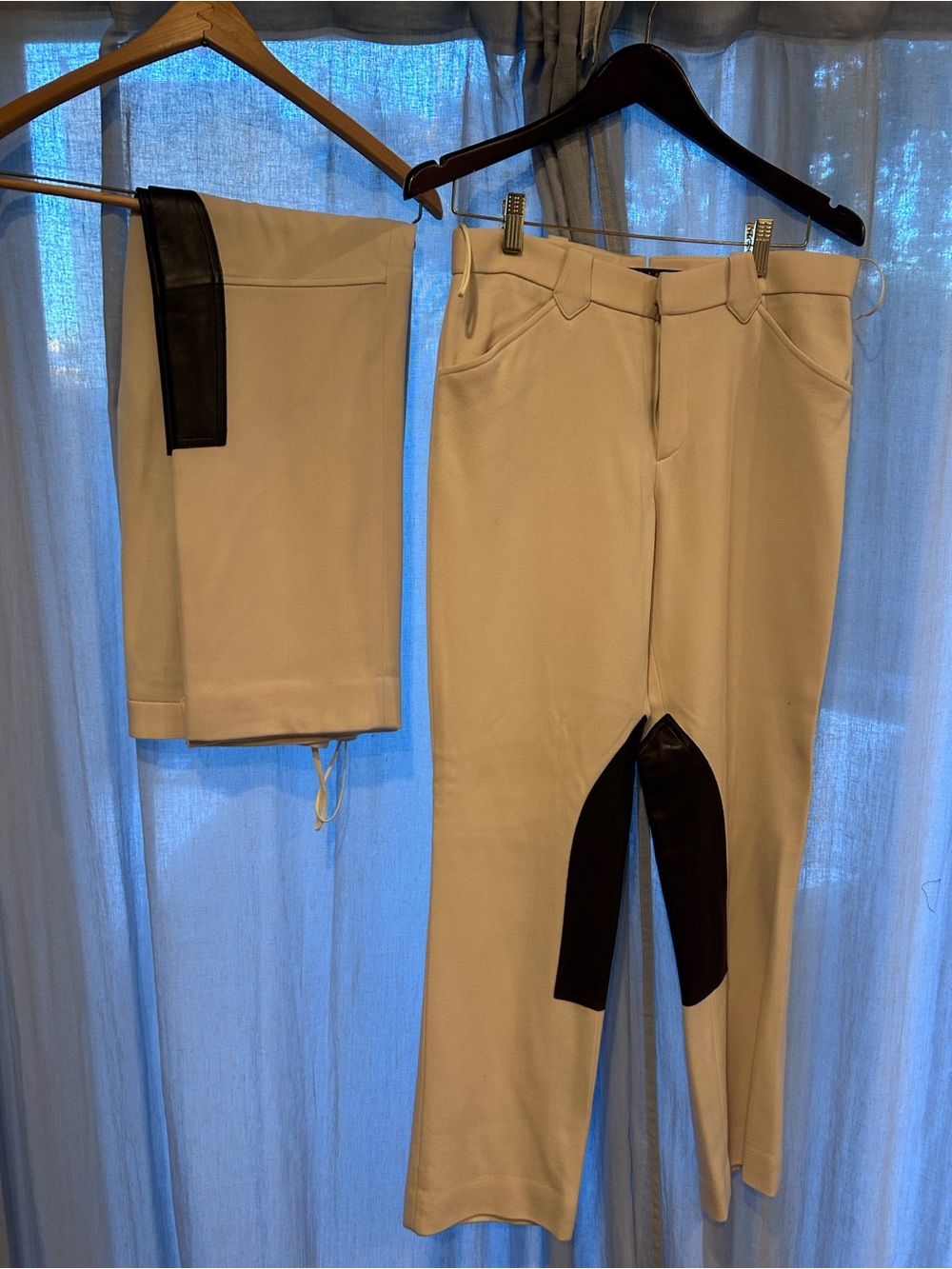 Cream Ralph Lauren Collection Jodhpur Style Pants with Leather Patch